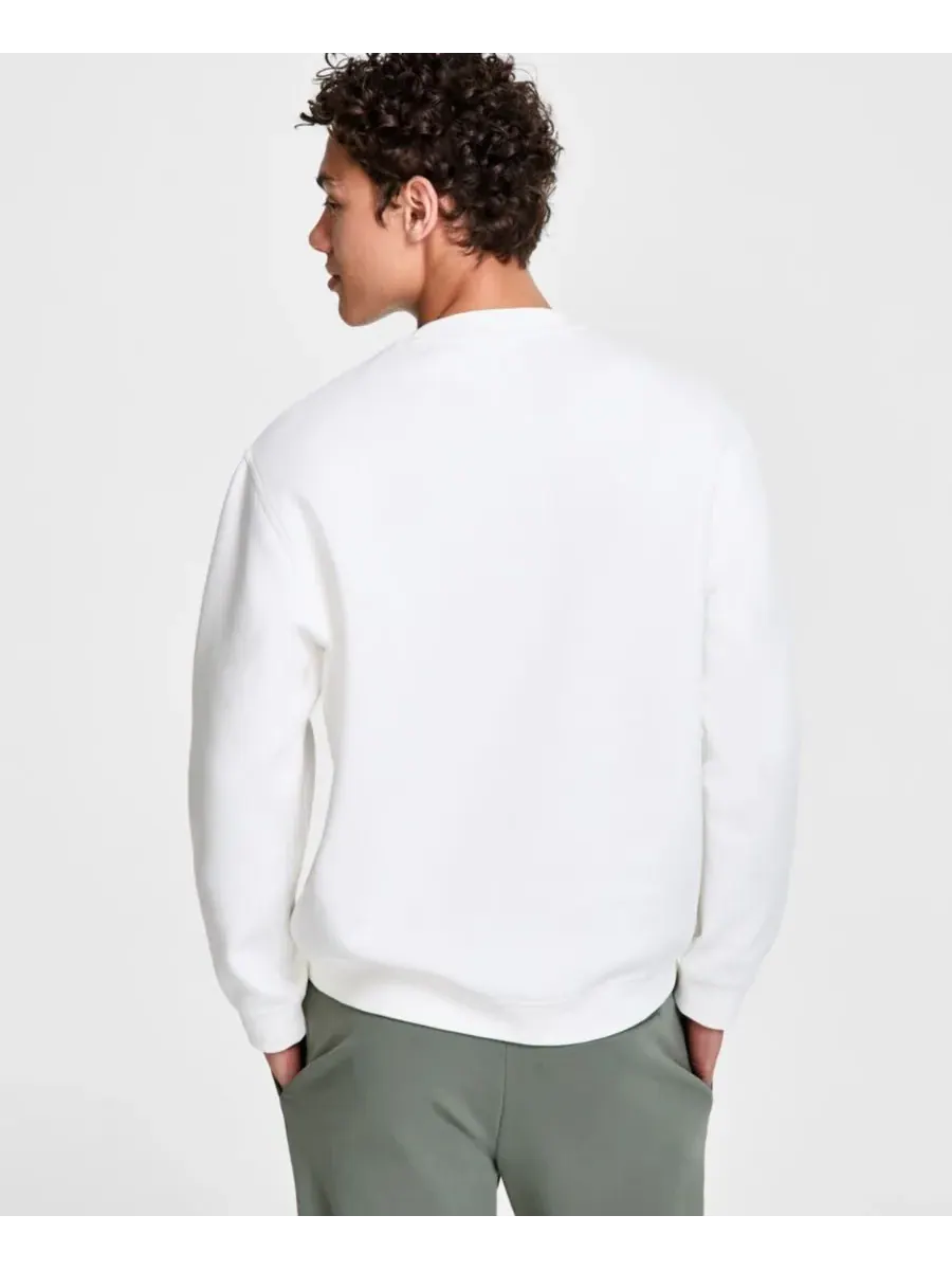 Мужская флисовая толстовка с круглым вырезом и логотипом Icon A|X Armani Exchange — изображение 4 из 4, белый
