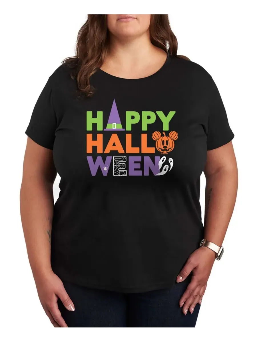 Женская футболка с коротким рукавом и графическим принтом Disney Happy Halloween Hybrid Apparel — изображение 1 из 3, черный