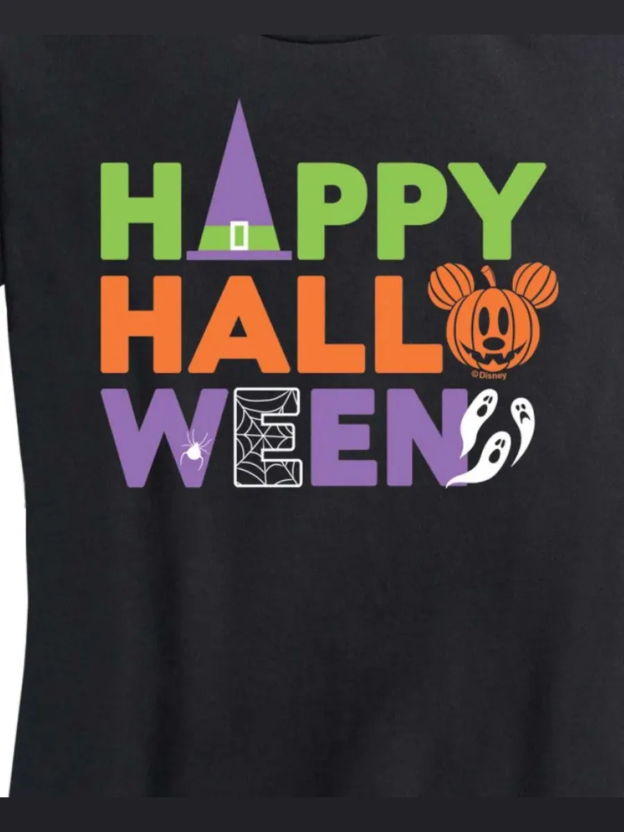 Женская футболка с коротким рукавом и графическим принтом Disney Happy Halloween Hybrid Apparel — изображение 2 из 3, черный