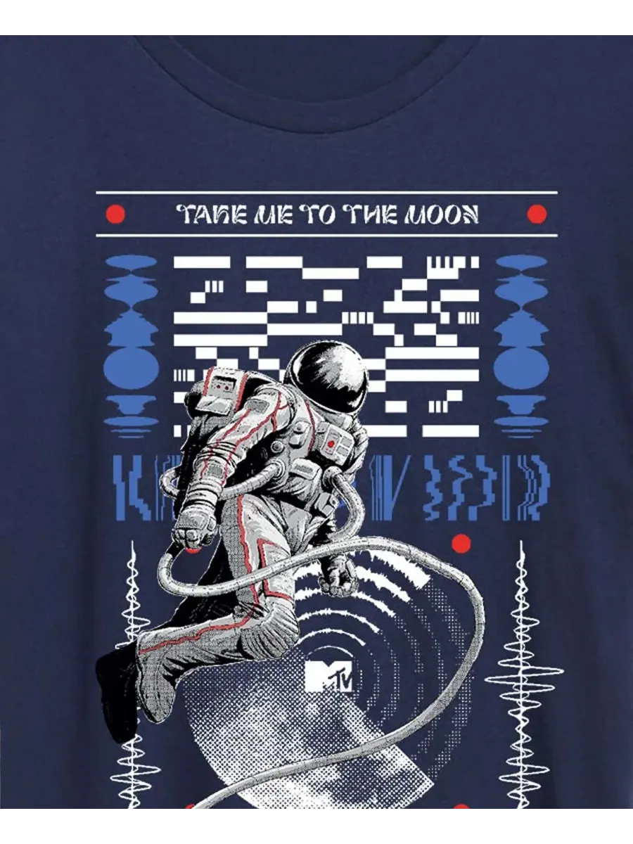 Футболка с коротким рукавом и принтом "MTV Take Me to the Moon Person" больших размеров Hybrid — изображение 2 из 3