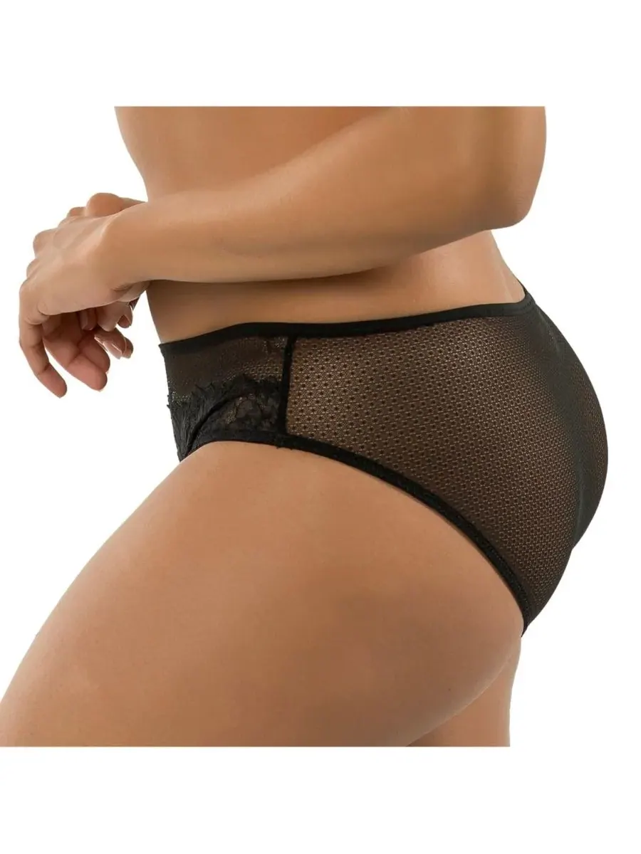 PARFAIT Женские кружевные и сетчатые трусики-хипстеры Luxlacy Pretty с удлиненным кроем — изображение 3 из 4, черный