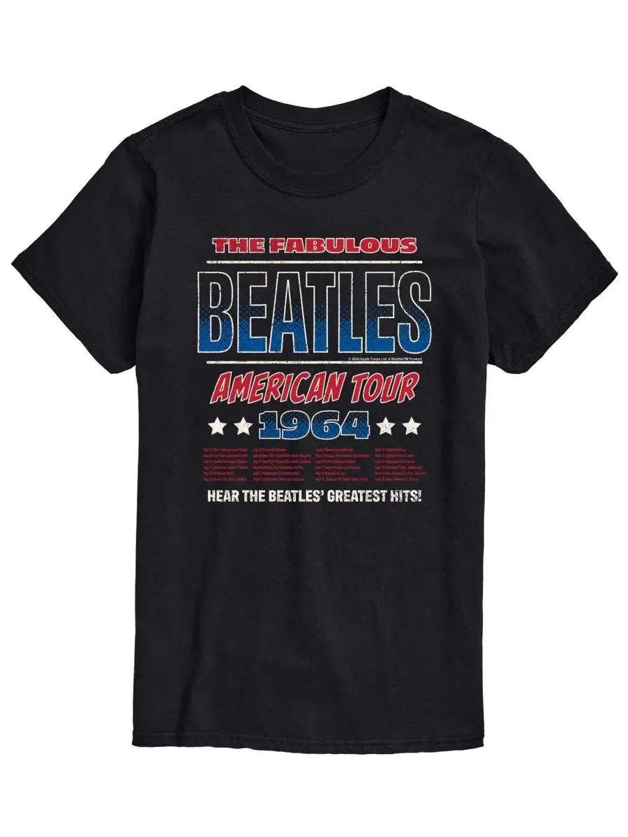 Мужская футболка с коротким рукавом и графическим принтом The Beatles American Tour 64 Airwaves — изображение 1 из 3, черный
