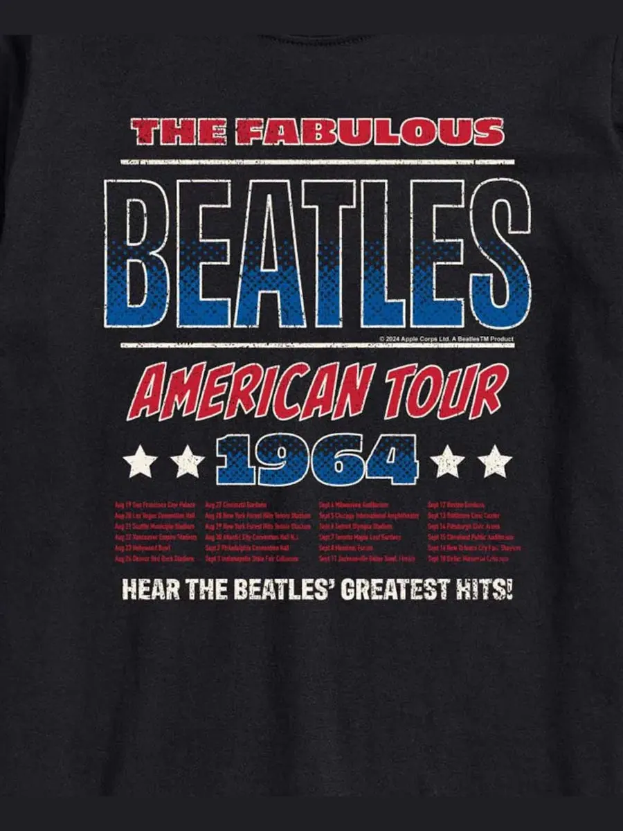 Мужская футболка с коротким рукавом и графическим принтом The Beatles American Tour 64 Airwaves — изображение 3 из 3, черный