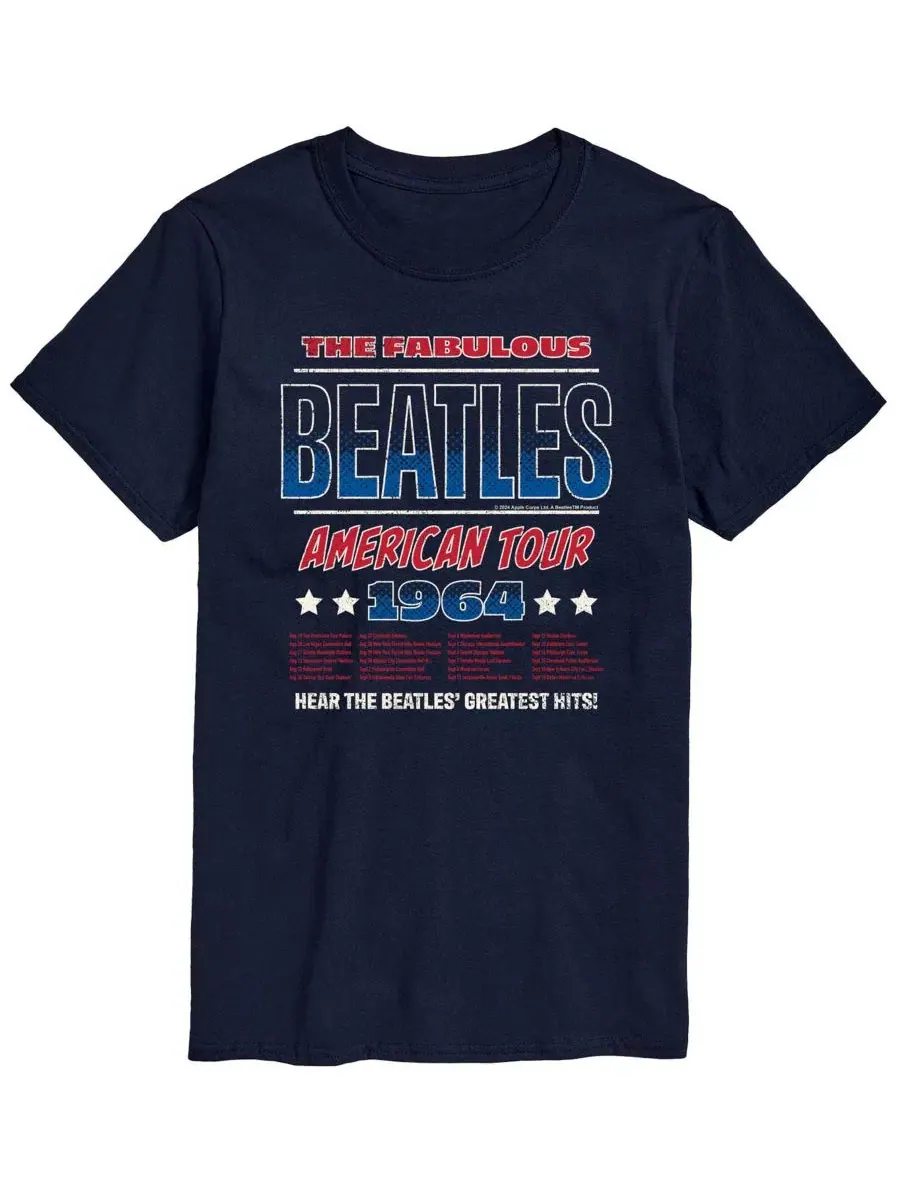 Мужская футболка с коротким рукавом и графическим принтом The Beatles American Tour 64 Airwaves — изображение 1 из 3