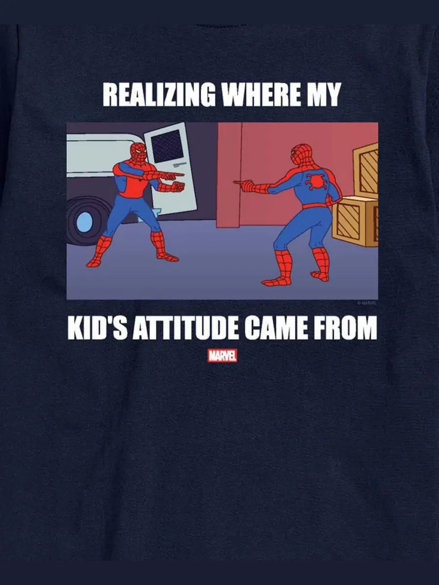 Мужская футболка с коротким рукавом Marvel Spider-Man My Kids Attitude с графическим принтом — изображение 3 из 3