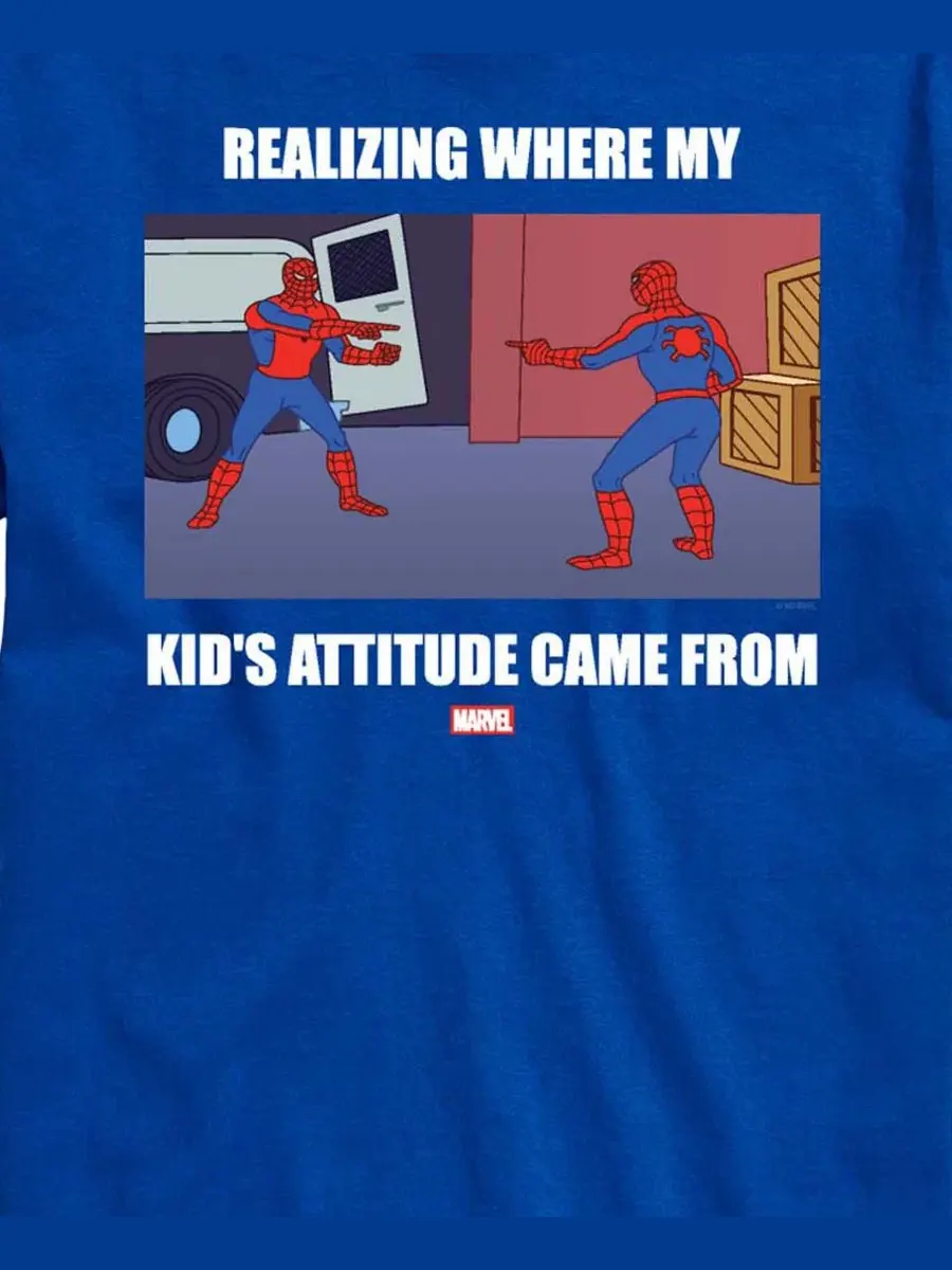 Мужская футболка с коротким рукавом Marvel Spider-Man My Kids Attitude с графическим принтом — изображение 3 из 3, синий