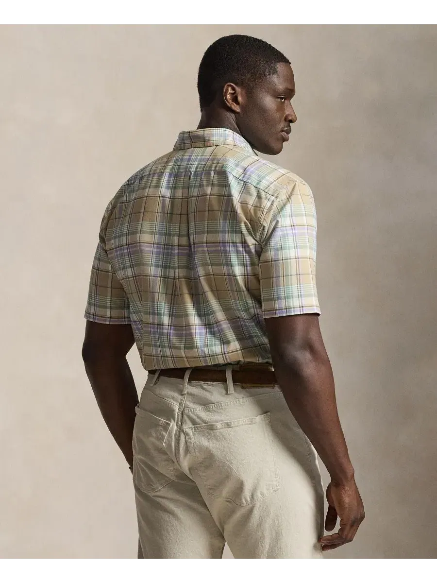 Мужская клетчатая рубашка Оксфорд Polo Ralph Lauren — изображение 5 из 6, хаки мульти