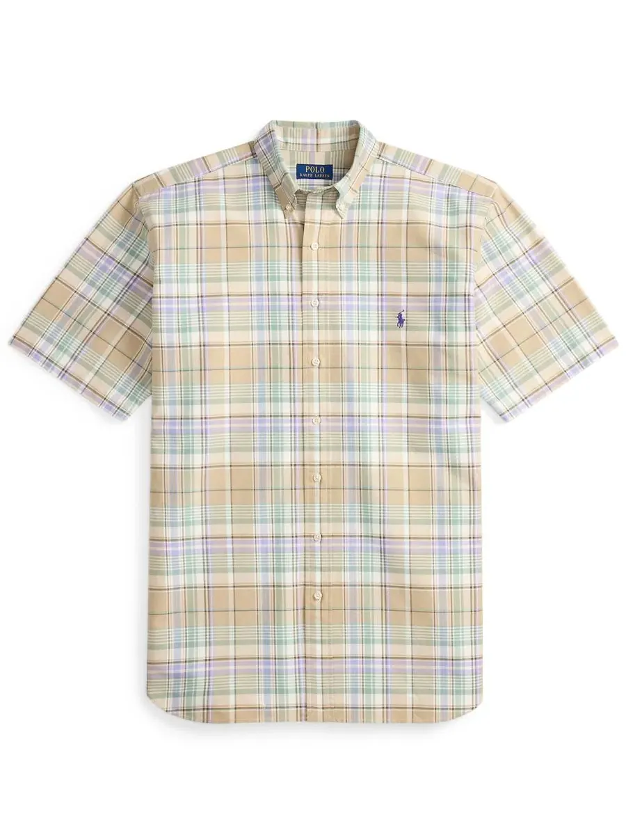 Мужская клетчатая рубашка Оксфорд Polo Ralph Lauren — изображение 6 из 6, хаки мульти