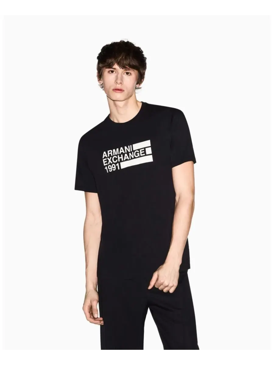 Мужская футболка с коротким рукавом и логотипом A|X Armani Exchange — изображение 1 из 5, черный