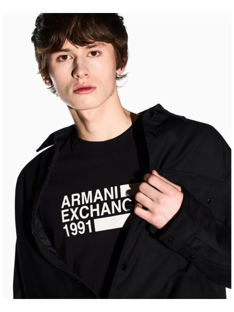 Мужская футболка с коротким рукавом и логотипом A|X Armani Exchange — изображение 4 из 5, черный