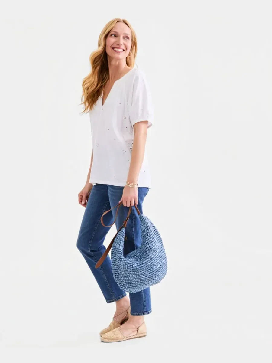 Укороченный топ с рукавами-крылышками и перфорацией Style & Co — изображение 2 из 4, яркий белый