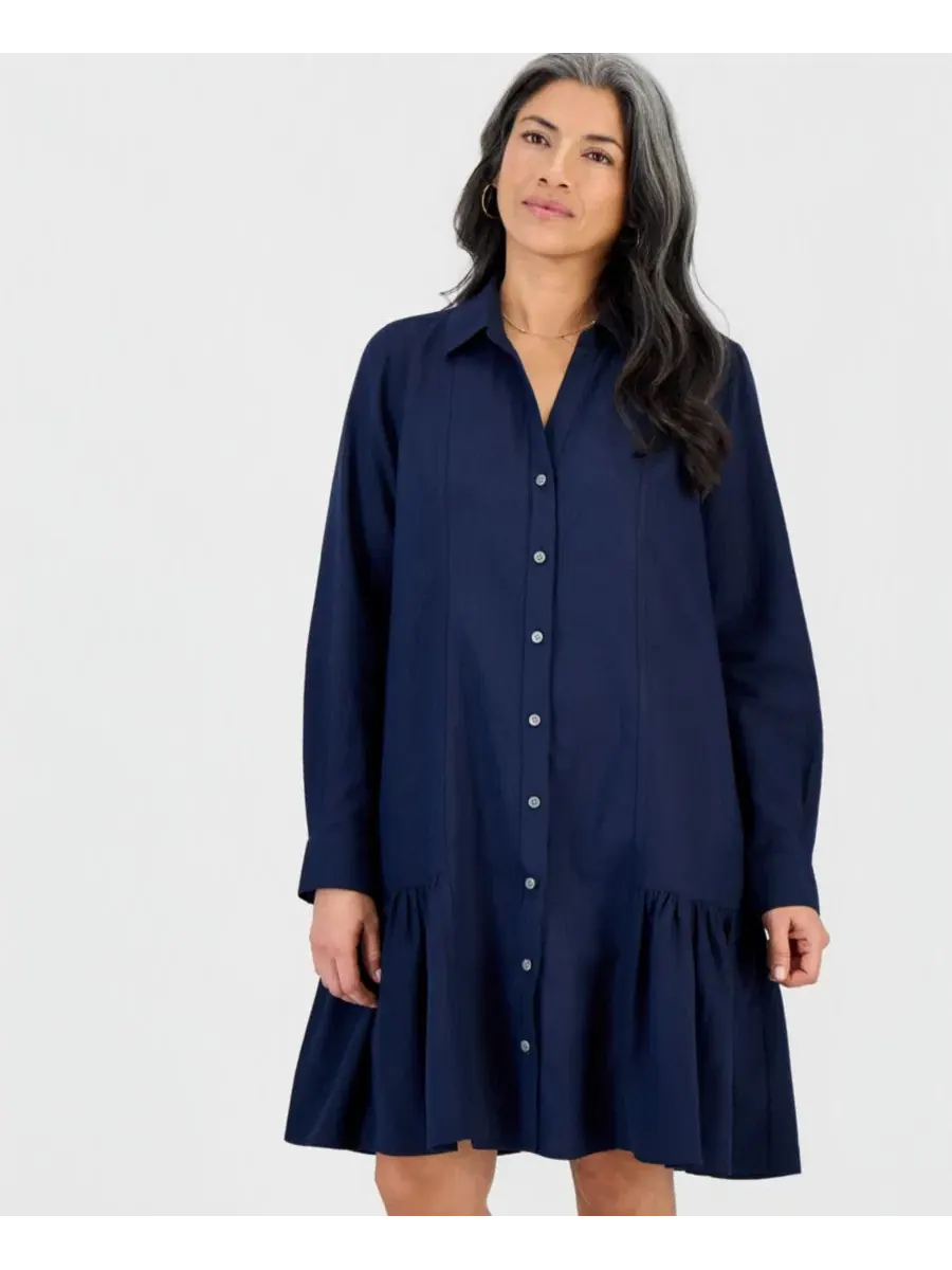 Платье-рубашка с оборками по низу Style & Co — изображение 3 из 5, синий