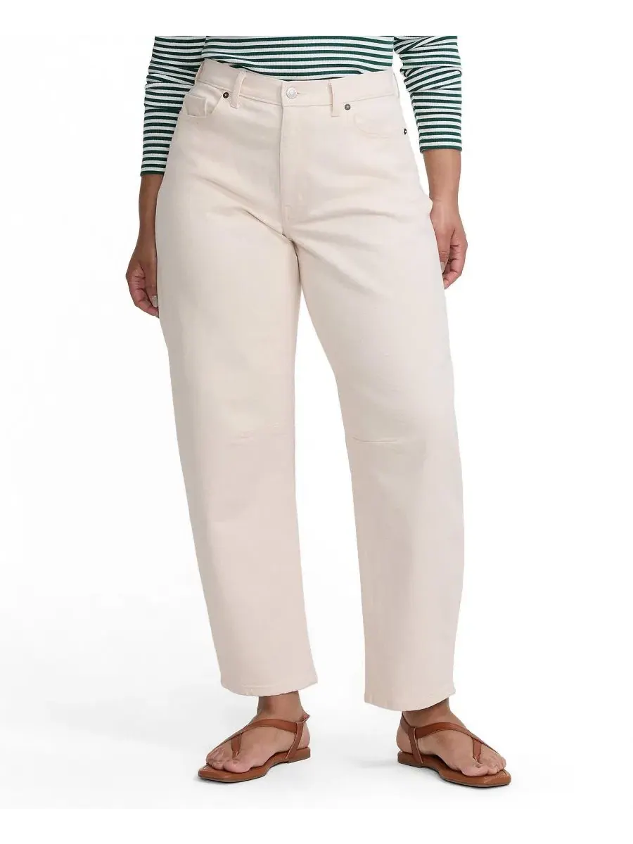 Джинсы с зауженным низом Mid Rise Relaxed Barrel Ankle Petite Soft Denim Lands' End