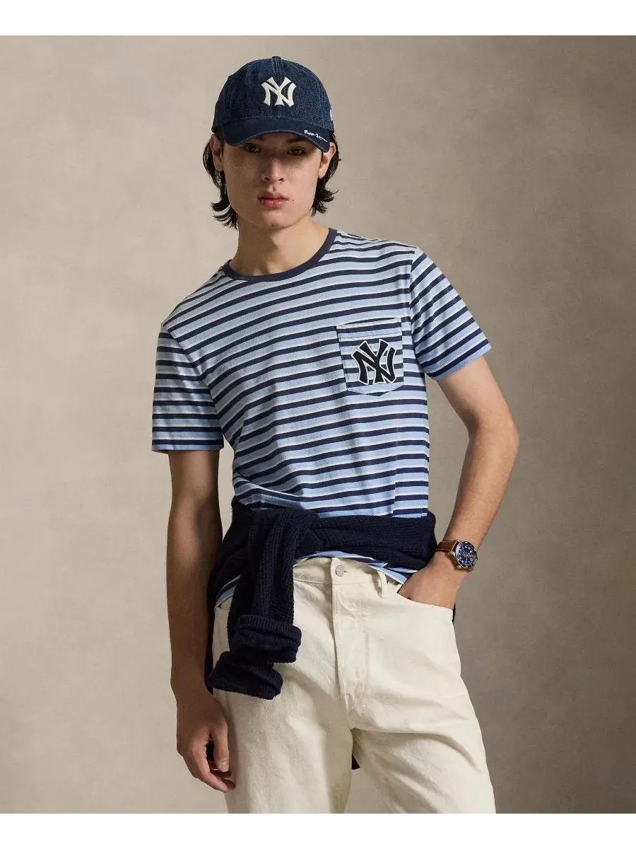 Мужская полосатая футболка с коротким рукавом Polo Ralph Lauren, темно-кобальтовый — изображение 1 из 5
