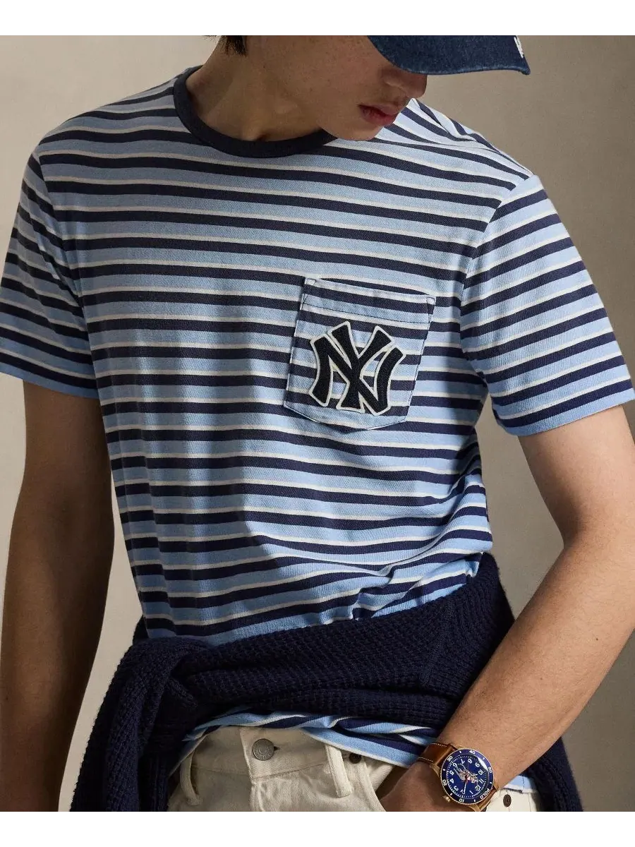 Мужская полосатая футболка с коротким рукавом Polo Ralph Lauren, темно-кобальтовый — изображение 3 из 5