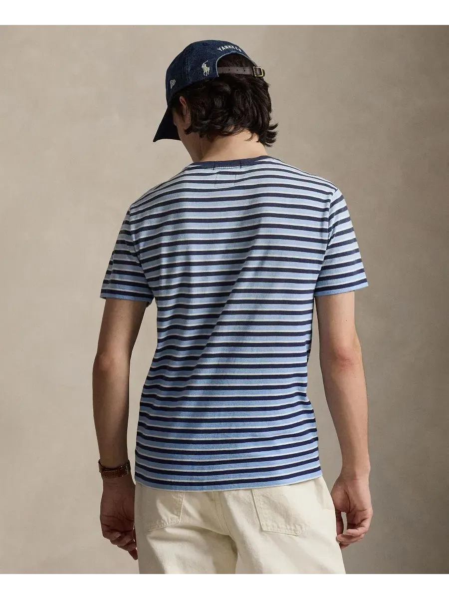 Мужская полосатая футболка с коротким рукавом Polo Ralph Lauren, темно-кобальтовый — изображение 4 из 5