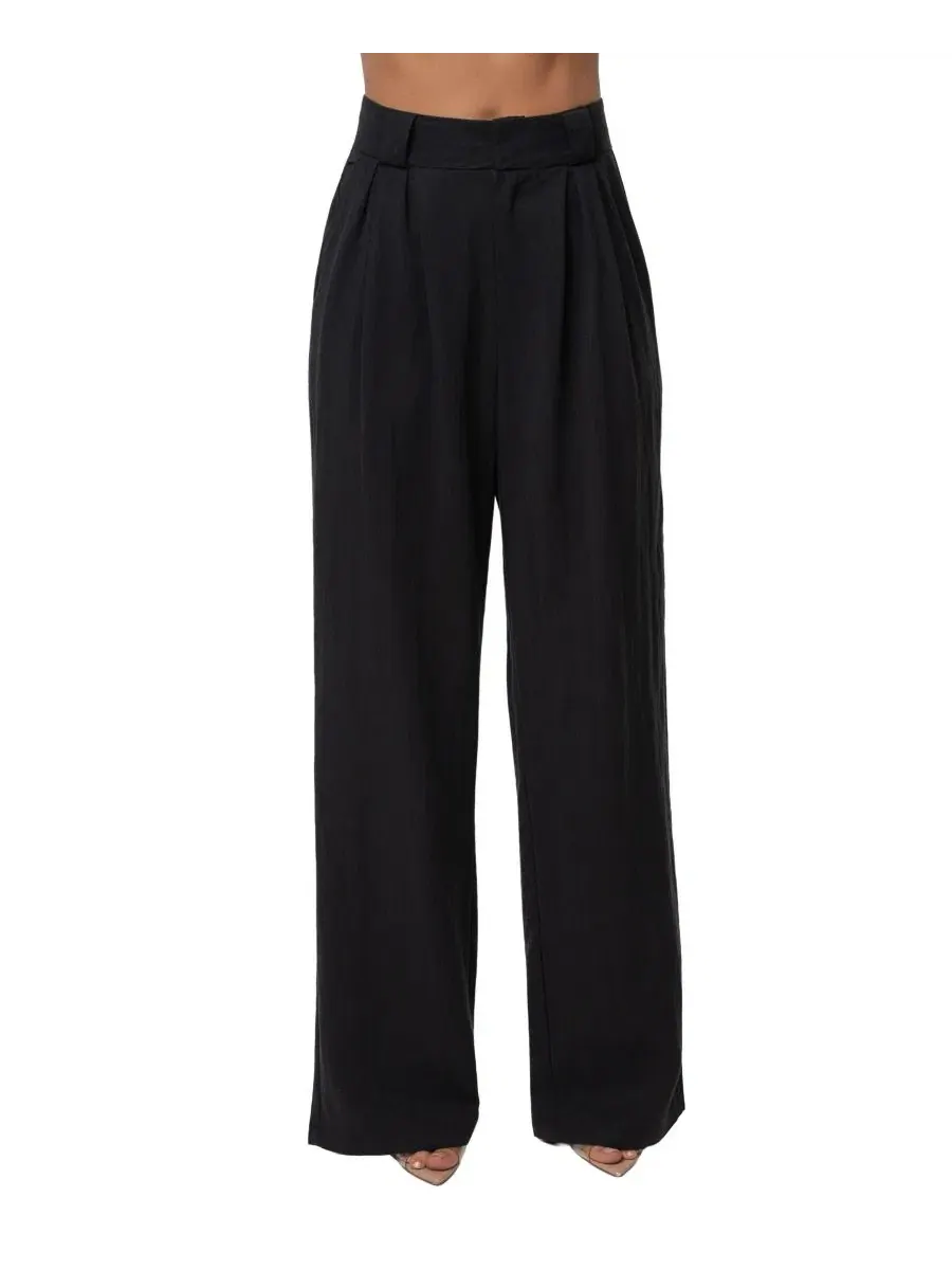 Брюки женские с высокой посадкой, широкие, с защипами, Stay Ready Trouser JLUXLABEL — изображение 1 из 6, черный