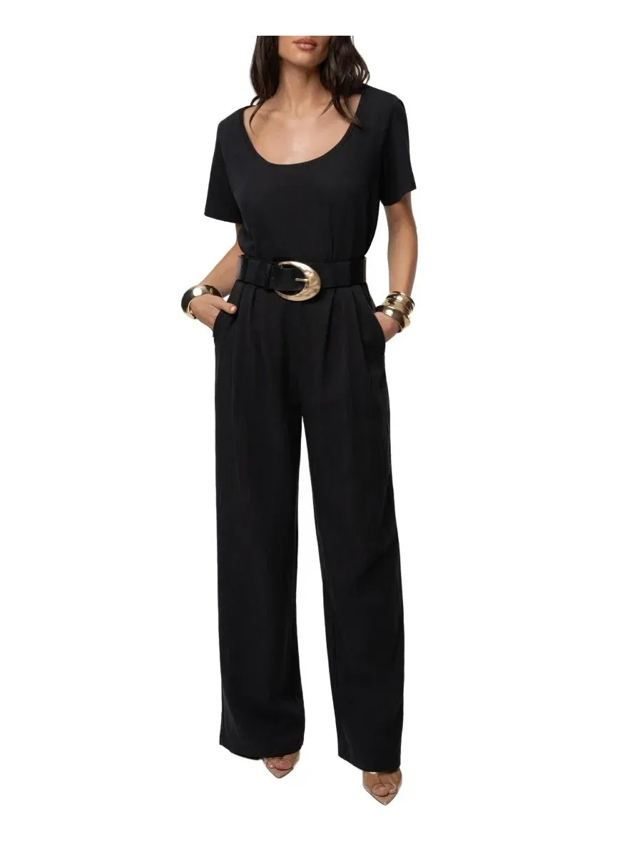 Брюки женские с высокой посадкой, широкие, с защипами, Stay Ready Trouser JLUXLABEL — изображение 6 из 6, черный