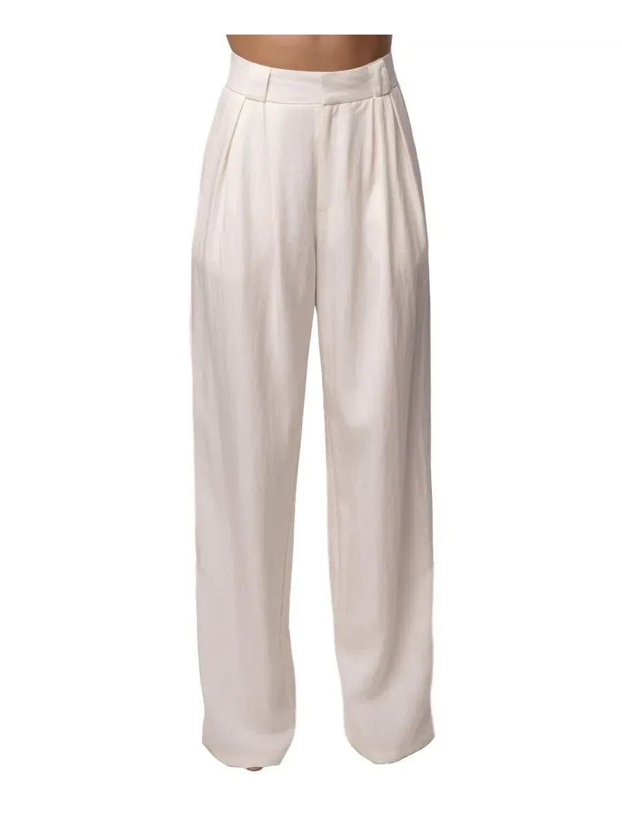 Брюки женские с высокой посадкой, широкие, в складку Stay Ready Trouser JLUXLABEL — изображение 1 из 6, белый
