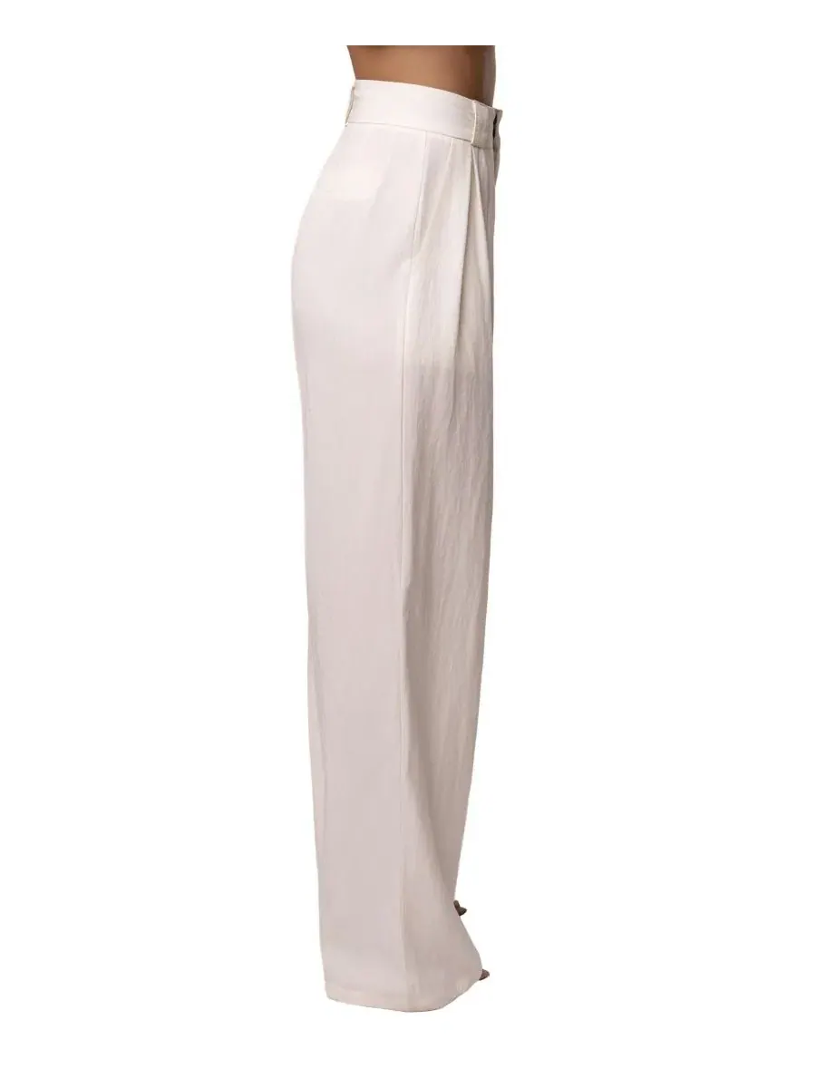 Брюки женские с высокой посадкой, широкие, в складку Stay Ready Trouser JLUXLABEL — изображение 2 из 6, белый