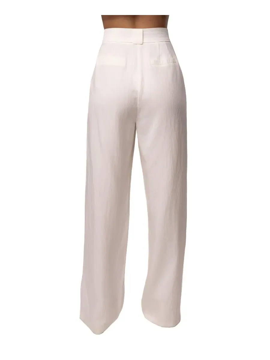 Брюки женские с высокой посадкой, широкие, в складку Stay Ready Trouser JLUXLABEL — изображение 3 из 6, белый