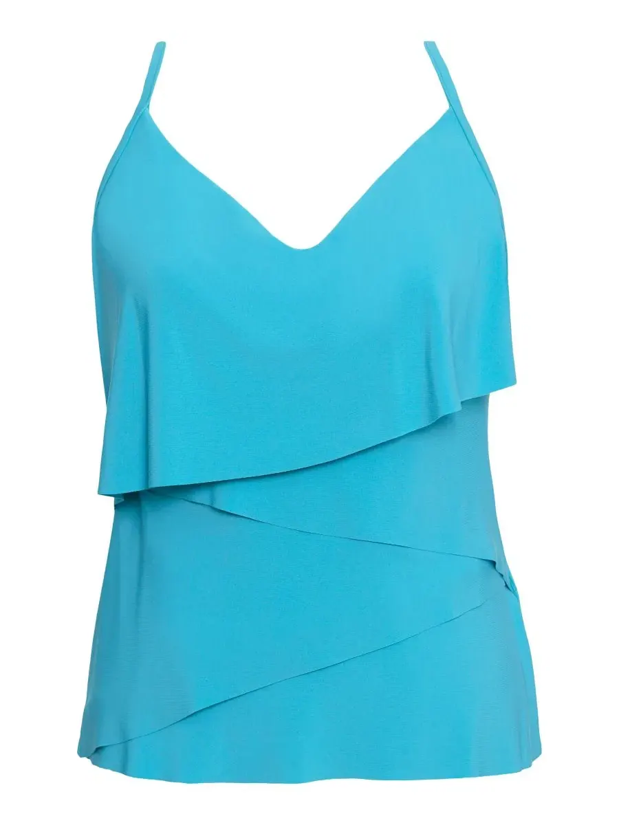 Танкини-топ с асимметричными ярусами Solids Chloe Tiered Tankini Top Magicsuit — изображение 4 из 4, бирюзовый