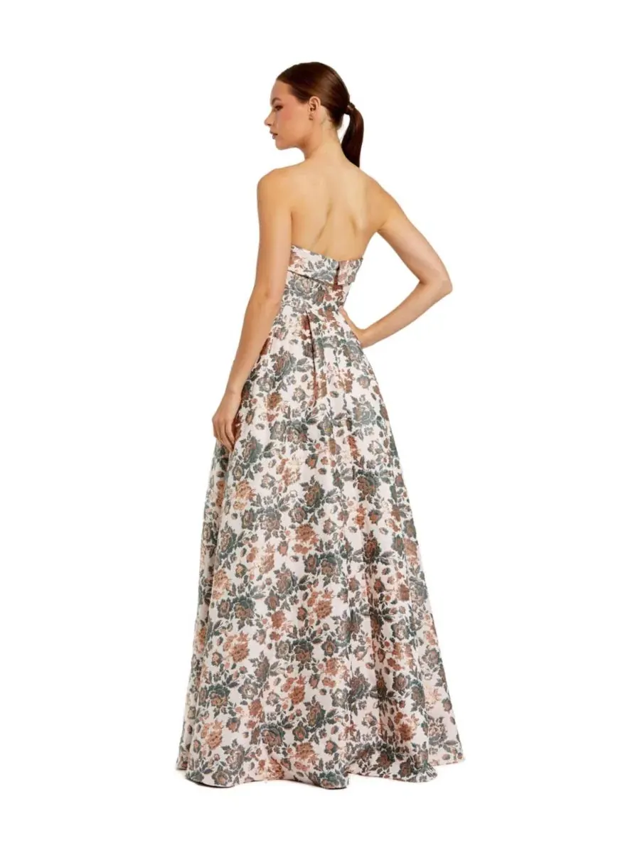Платье-бальное с цветочным жаккардом, Petite Mac Duggal — изображение 2 из 3, золотистый мульти