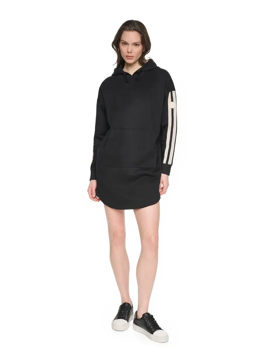 Платье-худи с капюшоном и текстурной лентой DKNY Sport — изображение 2 из 5, черный