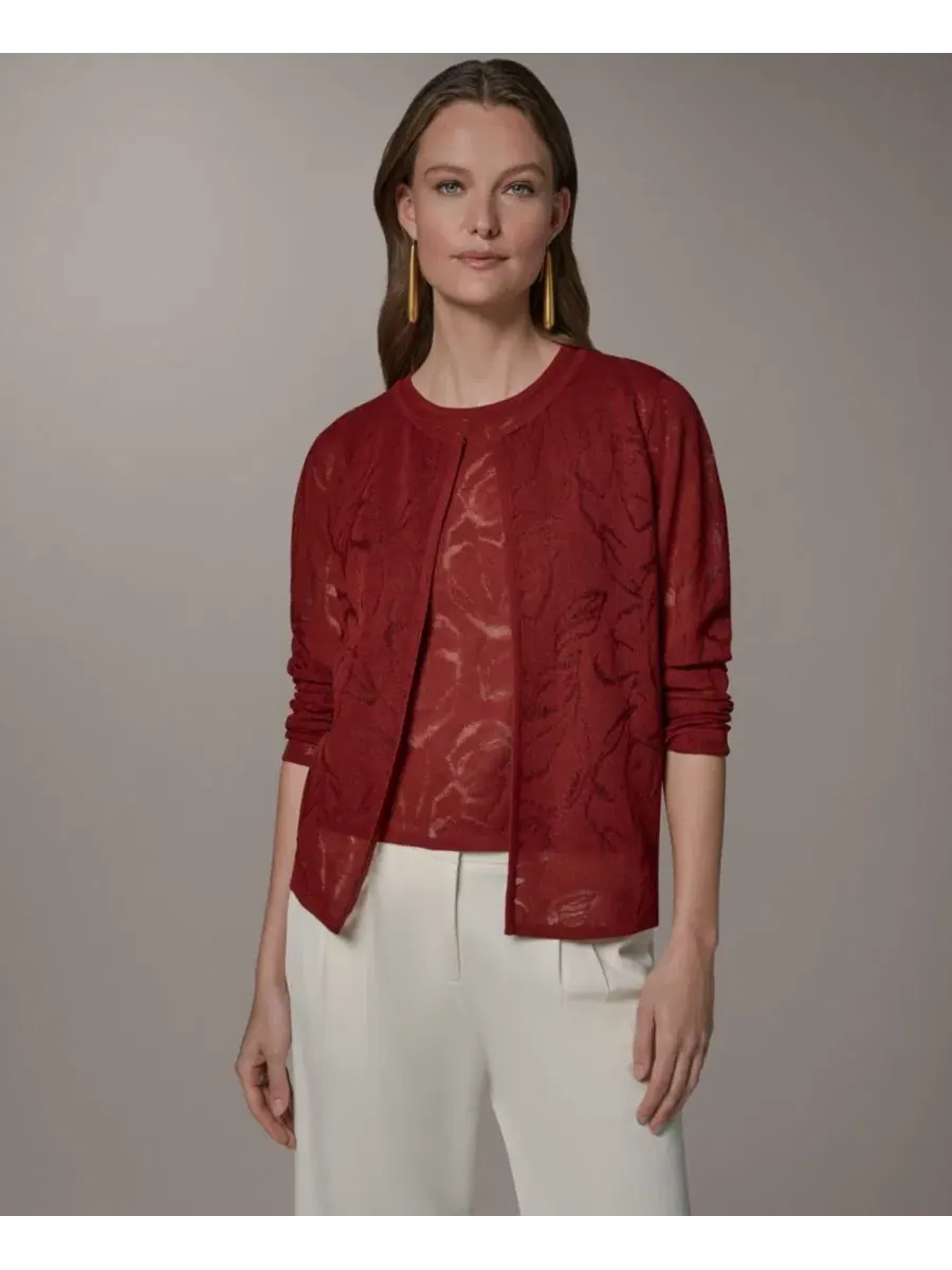Кардиган женский с воротником-стойкой Donna Karan New York — изображение 7 из 11, коричневый