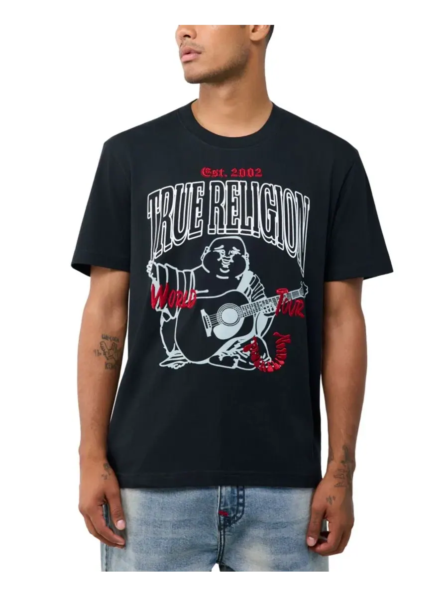 Футболка с принтом Groovy Buddha True Religion — изображение 1 из 3, черный