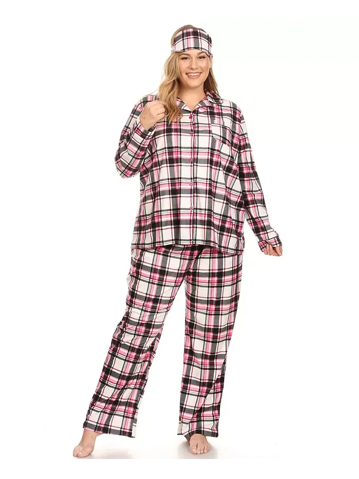 Пижамный комплект из 3 предметов Plus Size White Mark — изображение 1 из 5, розовый