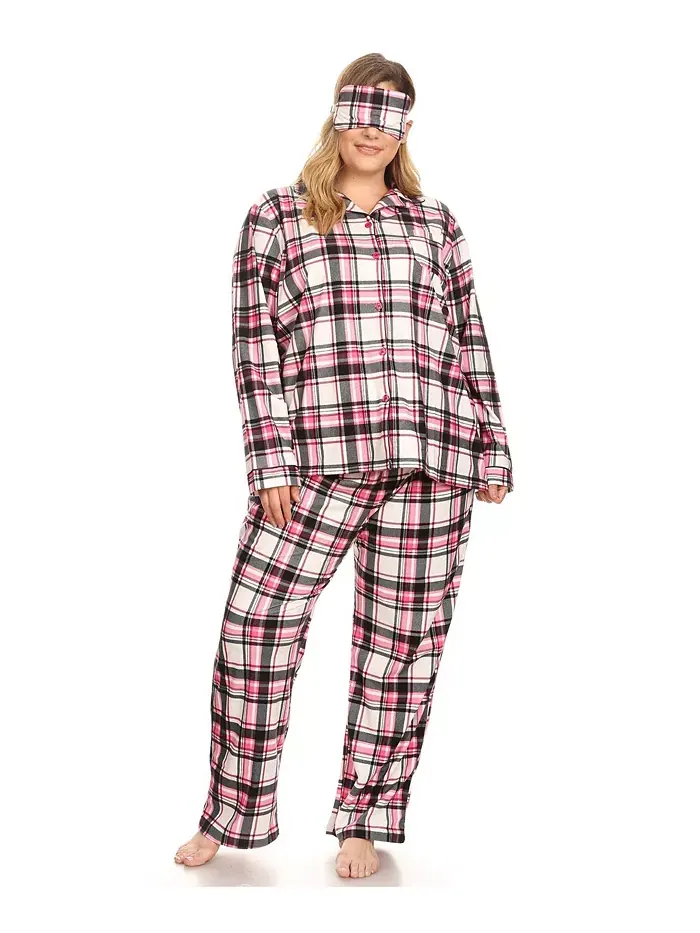 Пижамный комплект из 3 предметов Plus Size White Mark — изображение 3 из 5, розовый