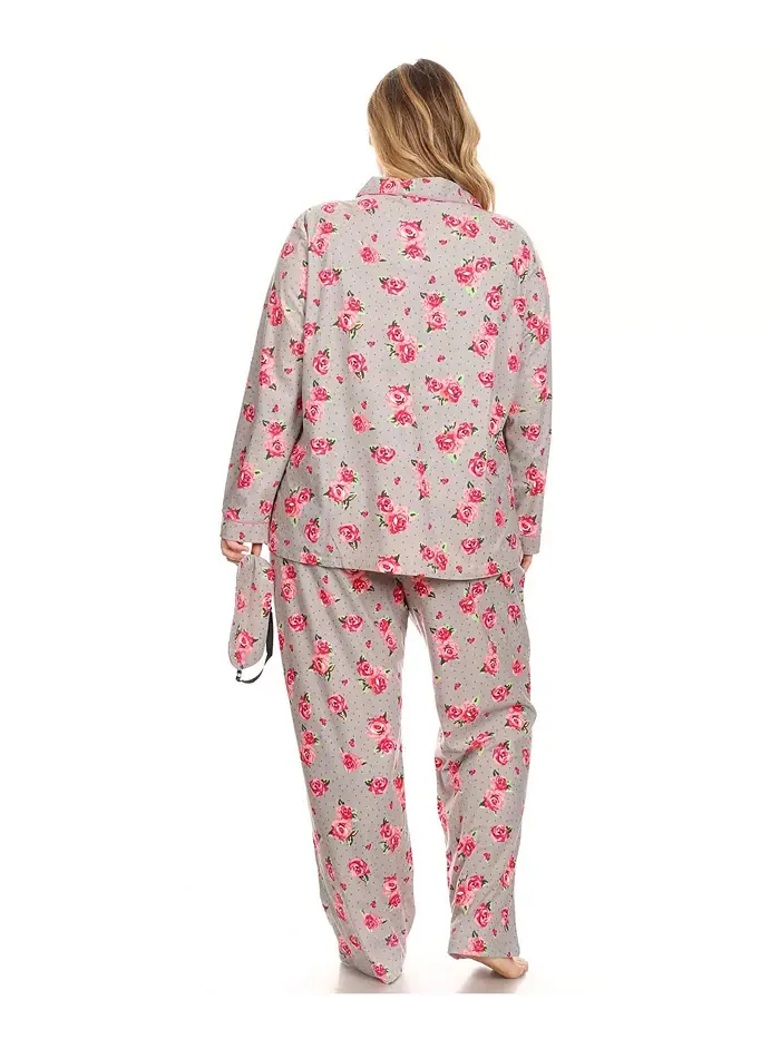 Пижамный комплект из 3 предметов Plus Size White Mark — изображение 4 из 5, серый розовый