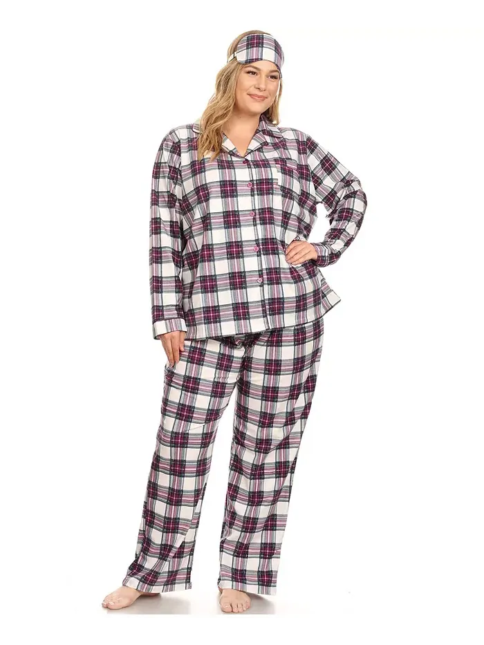 Пижамный комплект из 3 предметов Plus Size White Mark — изображение 1 из 5, фиолетовый белый