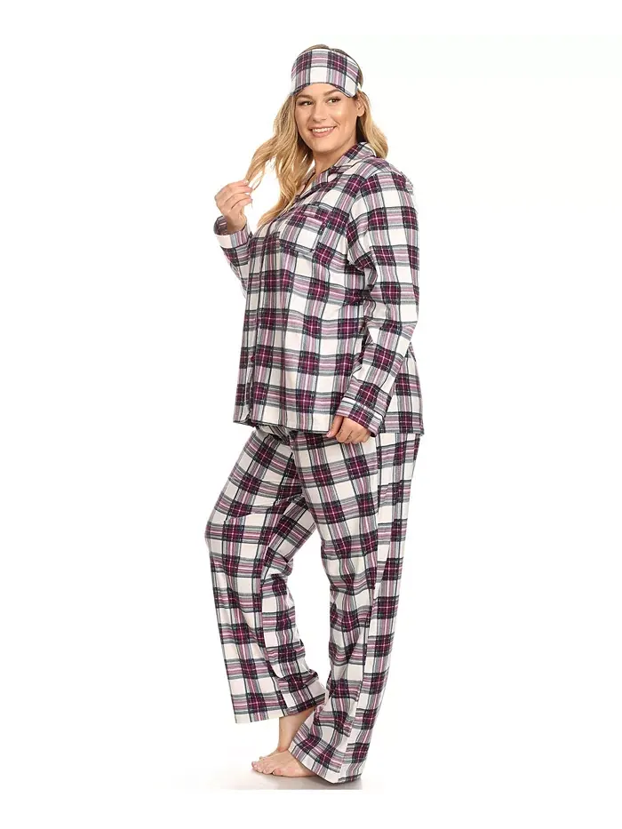 Пижамный комплект из 3 предметов Plus Size White Mark — изображение 2 из 5, фиолетовый белый