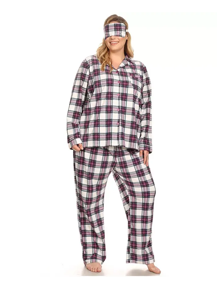 Пижамный комплект из 3 предметов Plus Size White Mark — изображение 3 из 5, фиолетовый белый