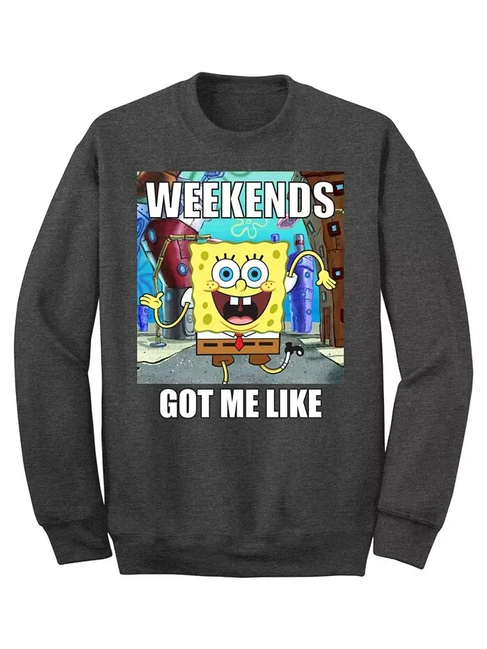 Мужская флисовая толстовка SpongeBob "Weekends Got Me Like" AIRWAVES — изображение 1 из 1, черный