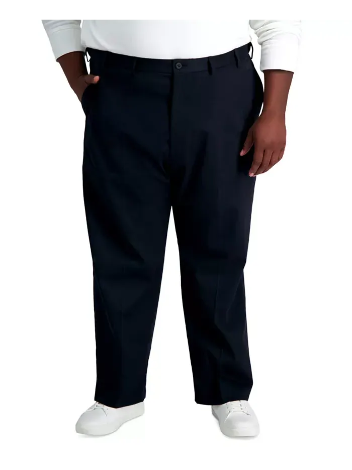 Мужские классические брюки с плоской передней частью Big & Tall Iron Free Premium Khaki Haggar — 2