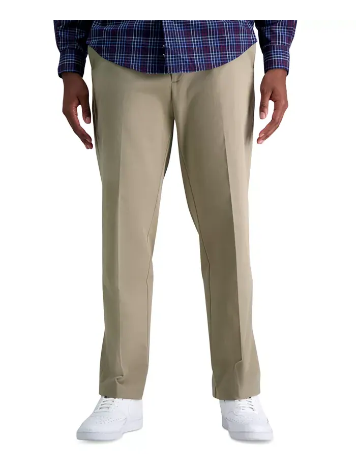 Мужские классические брюки с плоской передней частью Big & Tall Iron Free Premium Khaki Haggar — 2