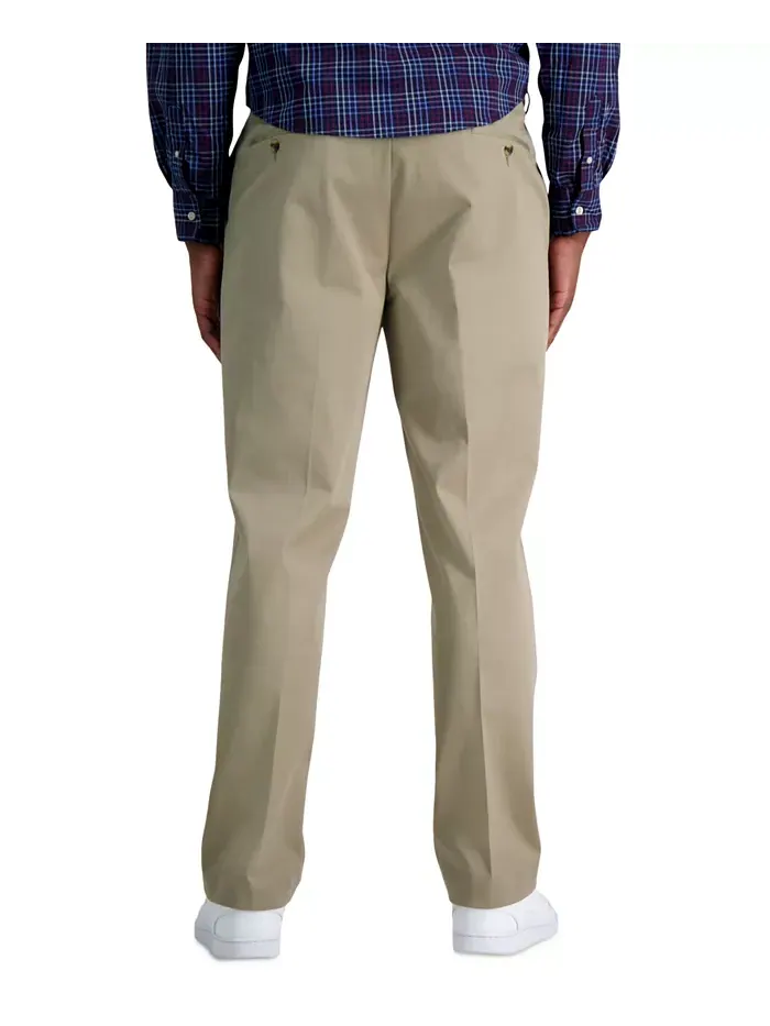 Мужские классические брюки с плоской передней частью Big & Tall Iron Free Premium Khaki Haggar — 3
