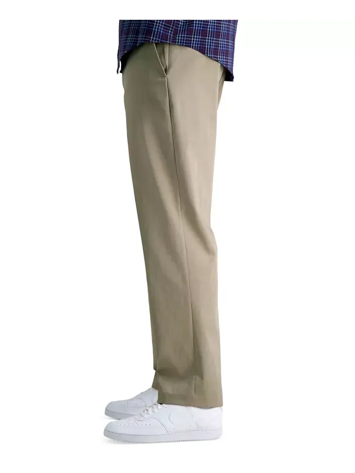 Мужские классические брюки с плоской передней частью Big & Tall Iron Free Premium Khaki Haggar — 4