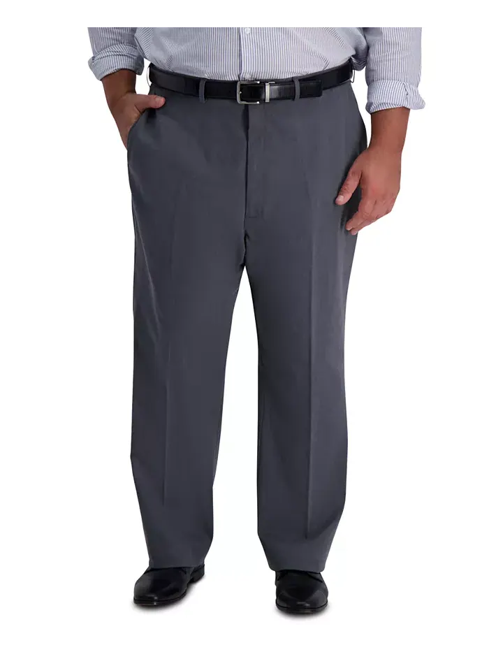 Мужские классические брюки с плоской передней частью Big & Tall Iron Free Premium Khaki Haggar
