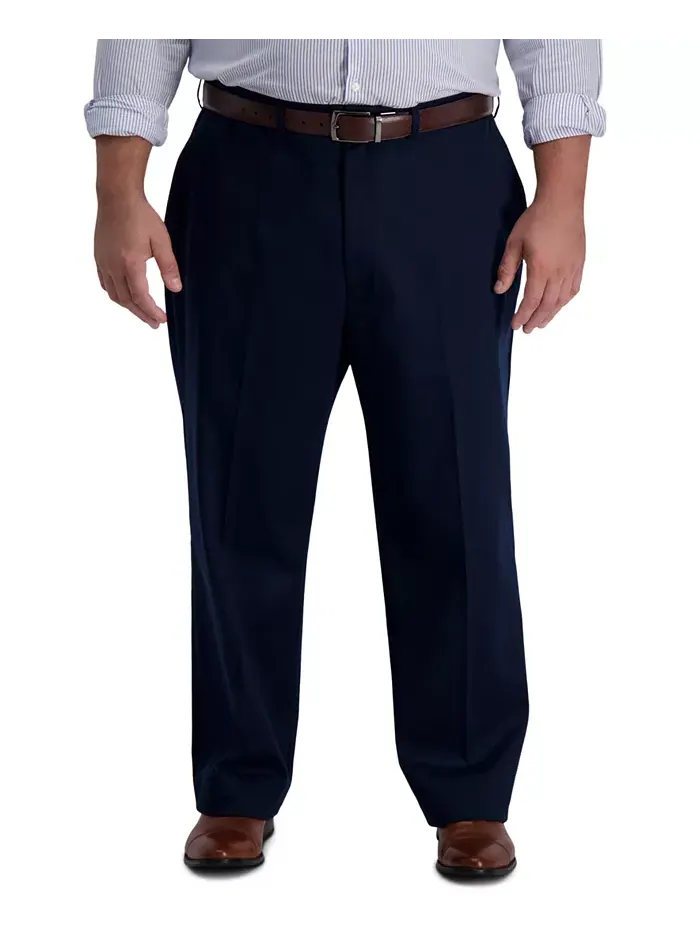 Мужские классические брюки с плоской передней частью Big & Tall Iron Free Premium Khaki Haggar — 1