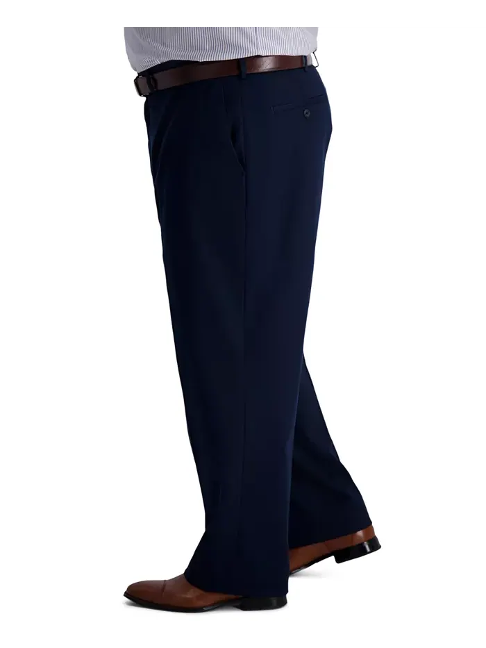 Мужские классические брюки с плоской передней частью Big & Tall Iron Free Premium Khaki Haggar — 3