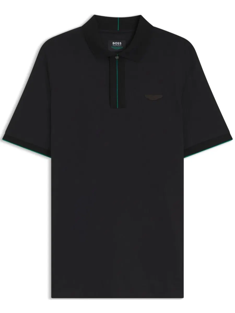 Поло из мерсеризованного хлопка с фирменным крылом BOSS x Aston Martin Hugo Boss — изображение 3 из 5, черный