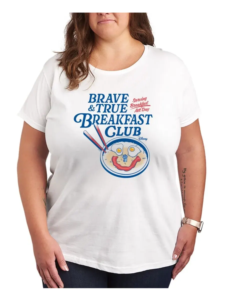 Футболка с принтом Disney Princess Plus Size Brave and True Breakfast Club Hybrid Apparel — изображение 1 из 3, белый