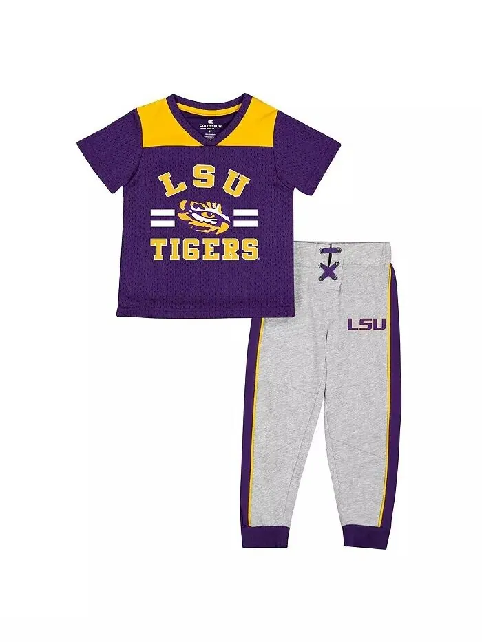 Комплект из джерси и брюк LSU Tigers Ka-Boot-It для мальчиков фиолетового и серого цвета Хизер — изображение 1 из 1