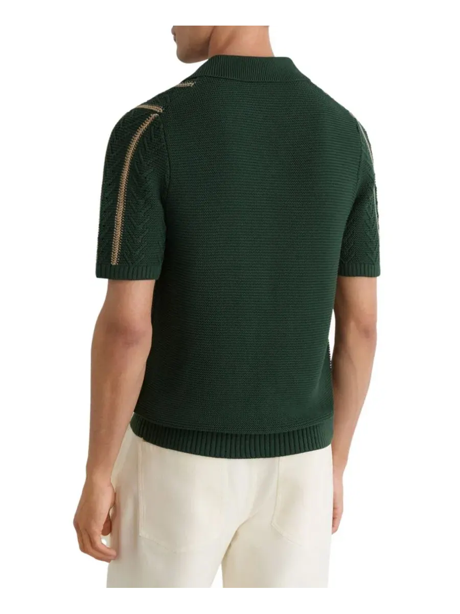 Мужская рубашка Ellingham Cuban Button Through Stitch Interest Stripe REISS — изображение 5 из 5, зеленый