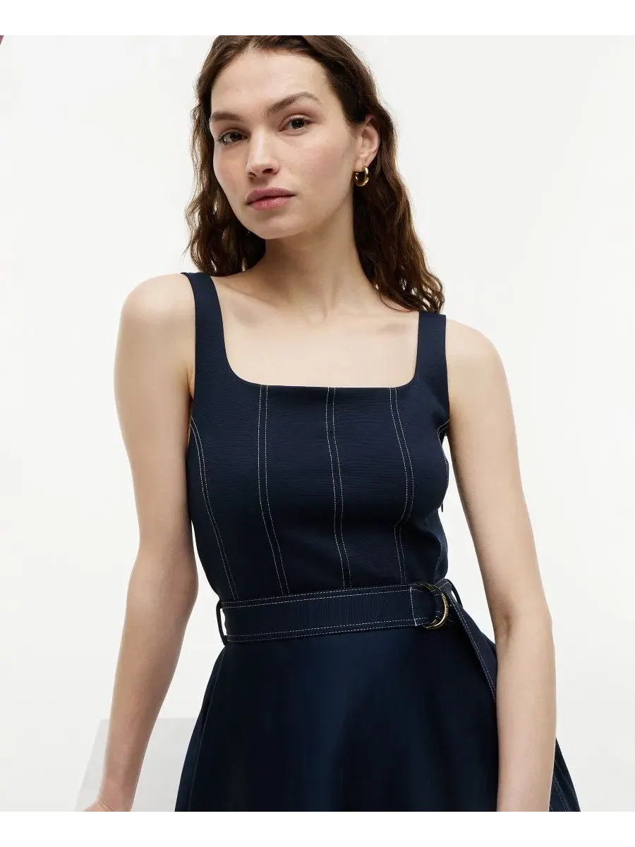 Платье-трапеция с контрастной отстрочкой Tommy Hilfiger — изображение 7 из 8, темный