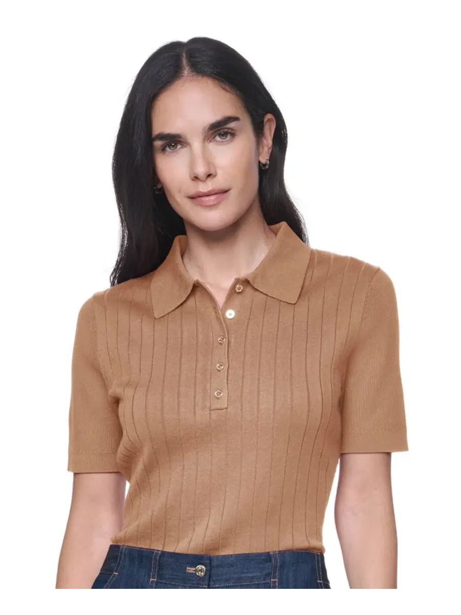 Женский джемпер-поло с коротким рукавом Tommy Hilfiger — изображение 4 из 6, коричневый